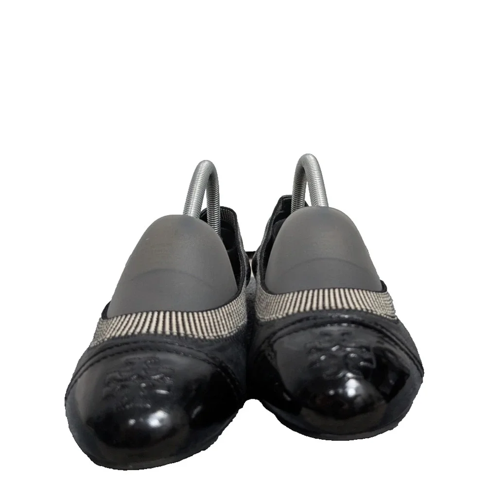 Tory Burch Gabby Scrunch Ballet Flat Women 10 Black Leather Minimal Quiet Luxe
